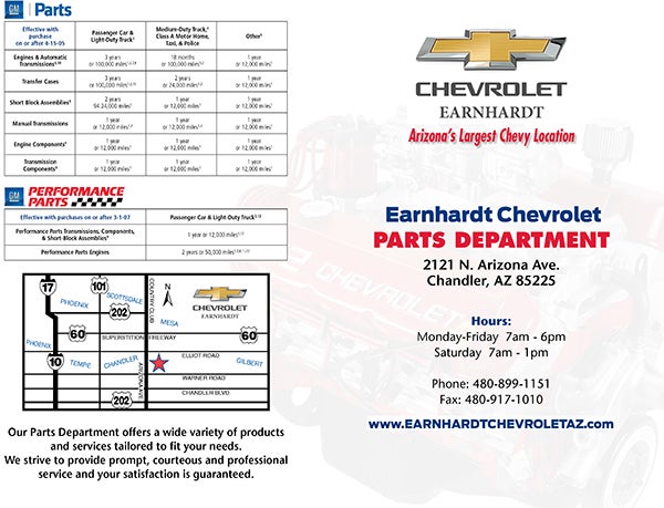 Parts Department Information | Earnhardt Chevrolet in Queen Creek AZ